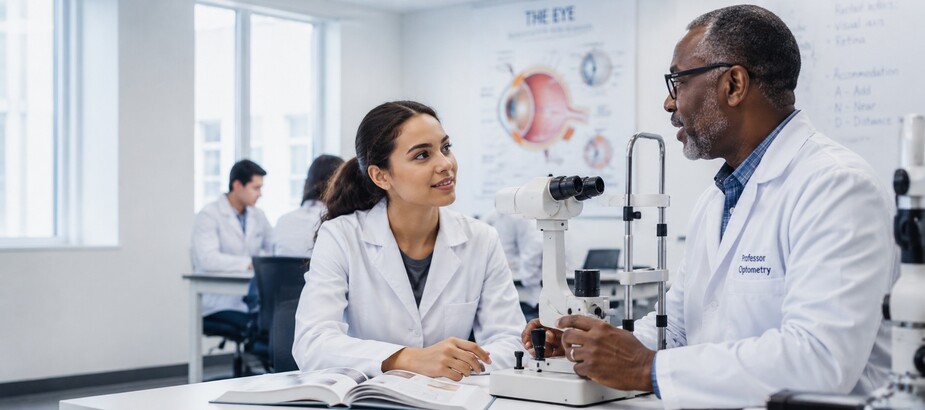 Student in optometry class.